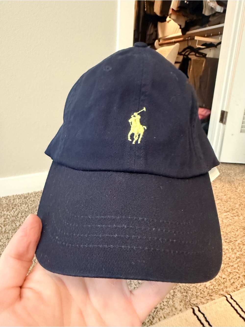 Polo by Ralph Lauren Navy Cap with Yellow Polo Player Logo